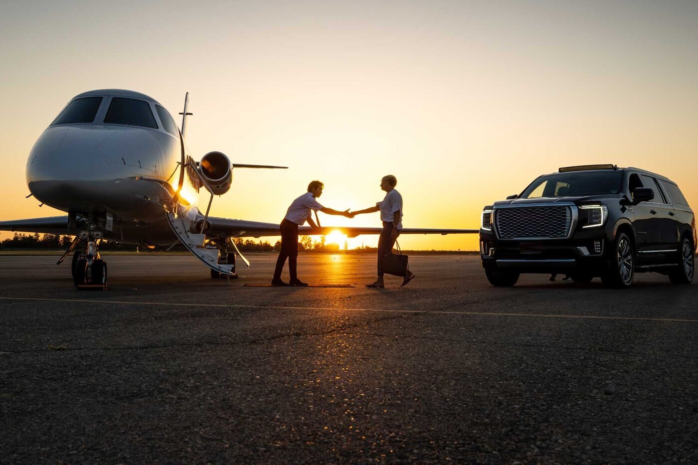 Private aviation at dusk